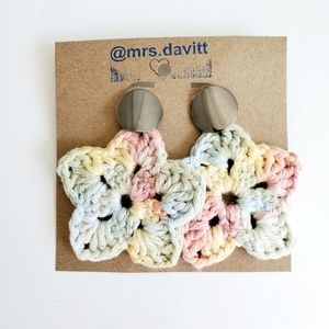 Handmade boho crochet star studs earrings